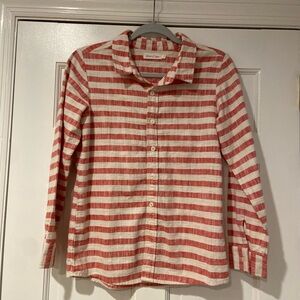 Evie’s Closet Girls Size 14 Red & Cream Striped Button-Down | 100% Cotton